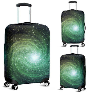 Bright Green Spiral Galaxy Space Print Luggage Cover GearFrost