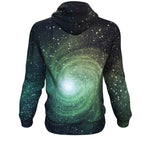 Bright Green Spiral Galaxy Space Print Unisex Pullover Hoodie GearFrost