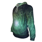 Bright Green Spiral Galaxy Space Print Unisex Pullover Hoodie GearFrost