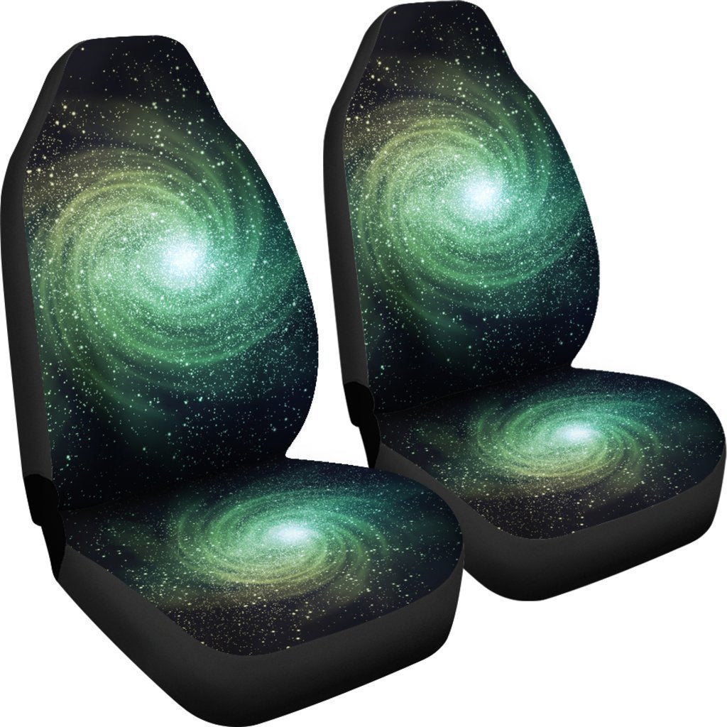 Bright Green Spiral Galaxy Space Print Universal Fit Car Seat Covers GearFrost