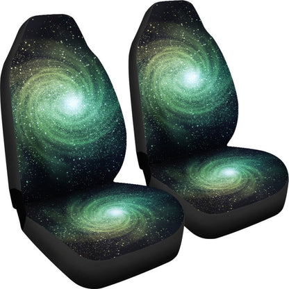 Bright Green Spiral Galaxy Space Print Universal Fit Car Seat Covers GearFrost