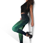 Bright Green Spiral Galaxy Space Print Women's Leggings GearFrost