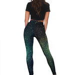 Bright Green Spiral Galaxy Space Print Women's Leggings GearFrost