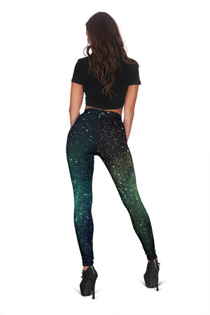 Bright Green Spiral Galaxy Space Print Women's Leggings GearFrost