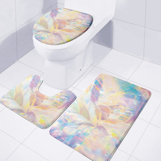 Bright Holographic Print 3 Piece Bath Mat Set