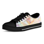 Bright Holographic Print Black Low Top Shoes