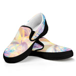 Bright Holographic Print Black Slip On Shoes