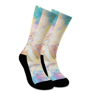 Bright Holographic Print Crew Socks