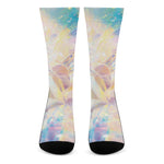 Bright Holographic Print Crew Socks