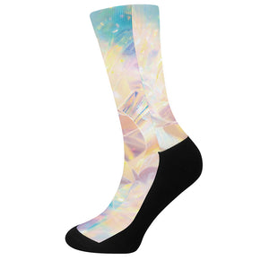 Bright Holographic Print Crew Socks