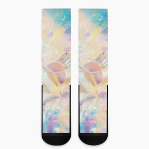 Bright Holographic Print Crew Socks