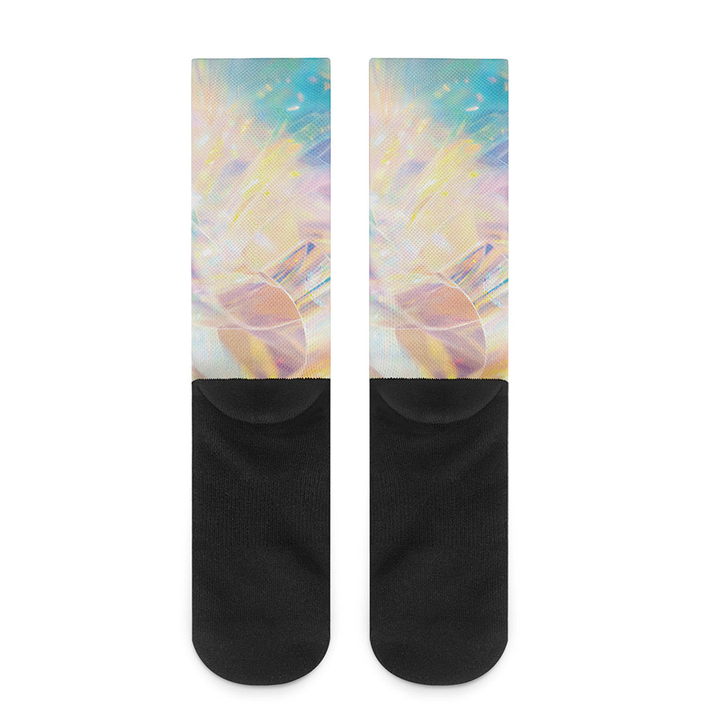 Bright Holographic Print Crew Socks