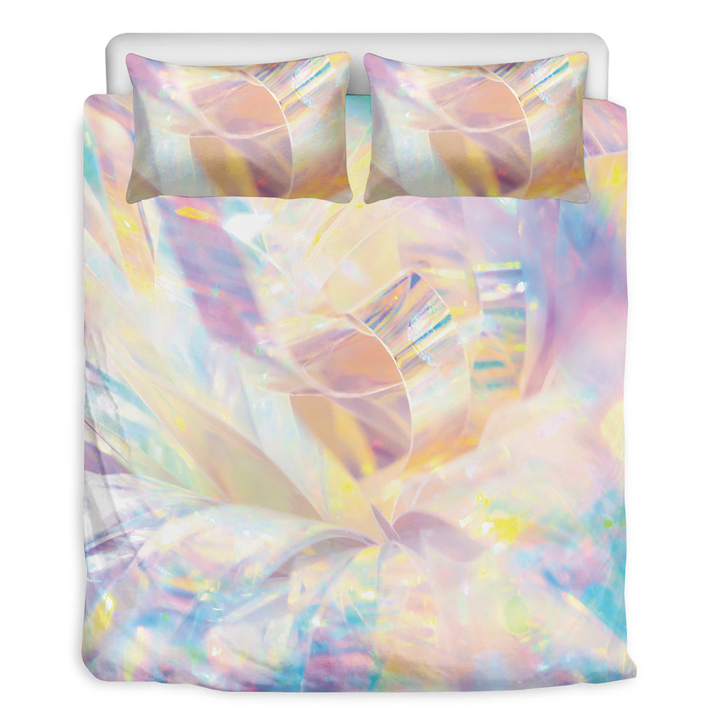 Bright Holographic Print Duvet Cover Bedding Set