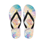 Bright Holographic Print Flip Flops