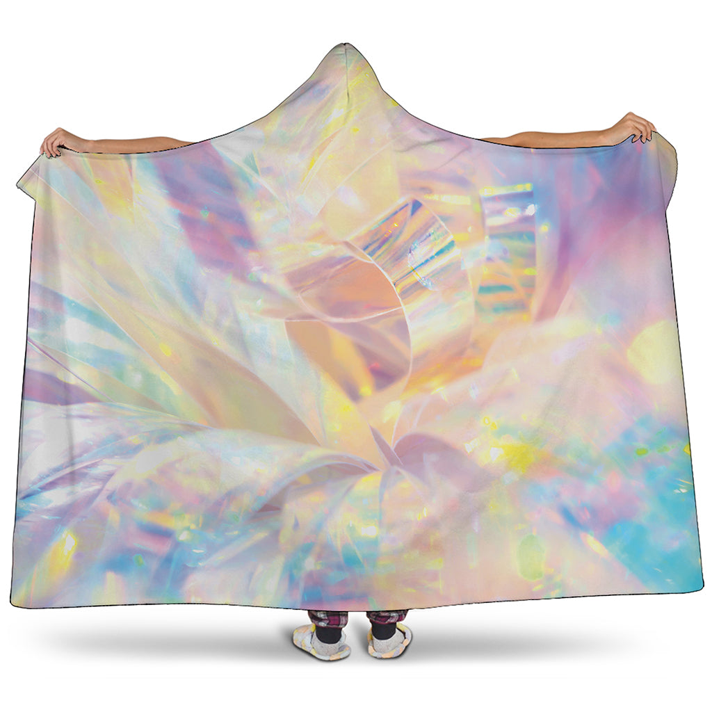 Bright Holographic Print Hooded Blanket