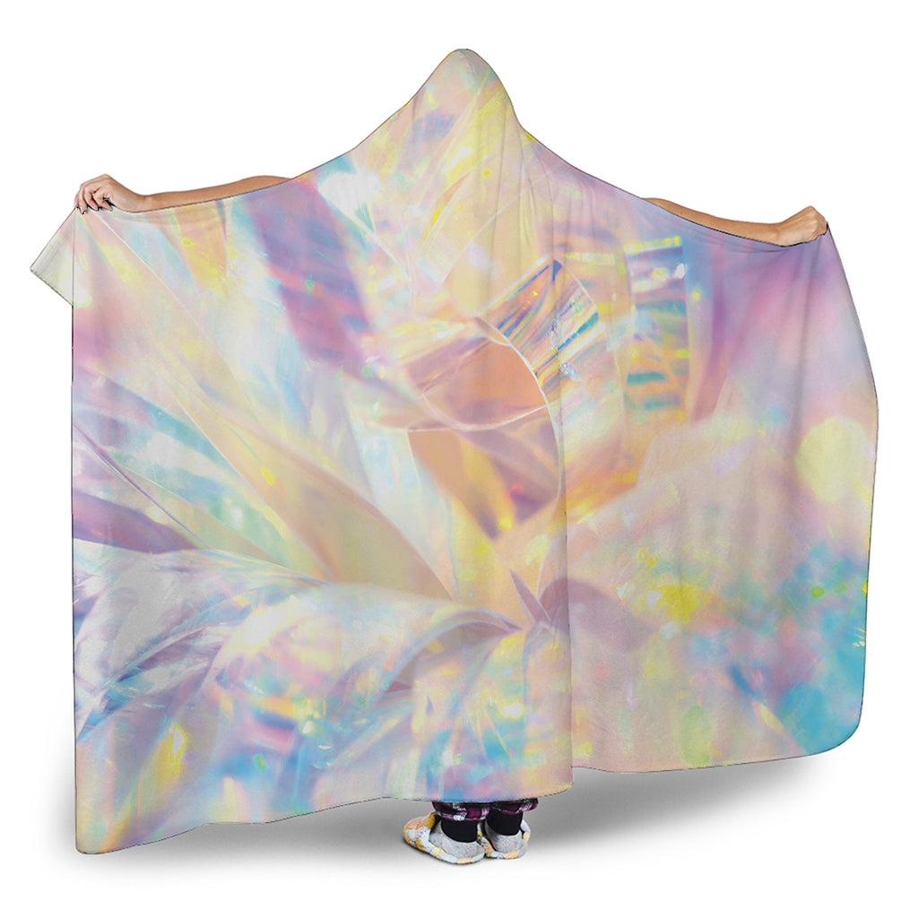 Bright Holographic Print Hooded Blanket