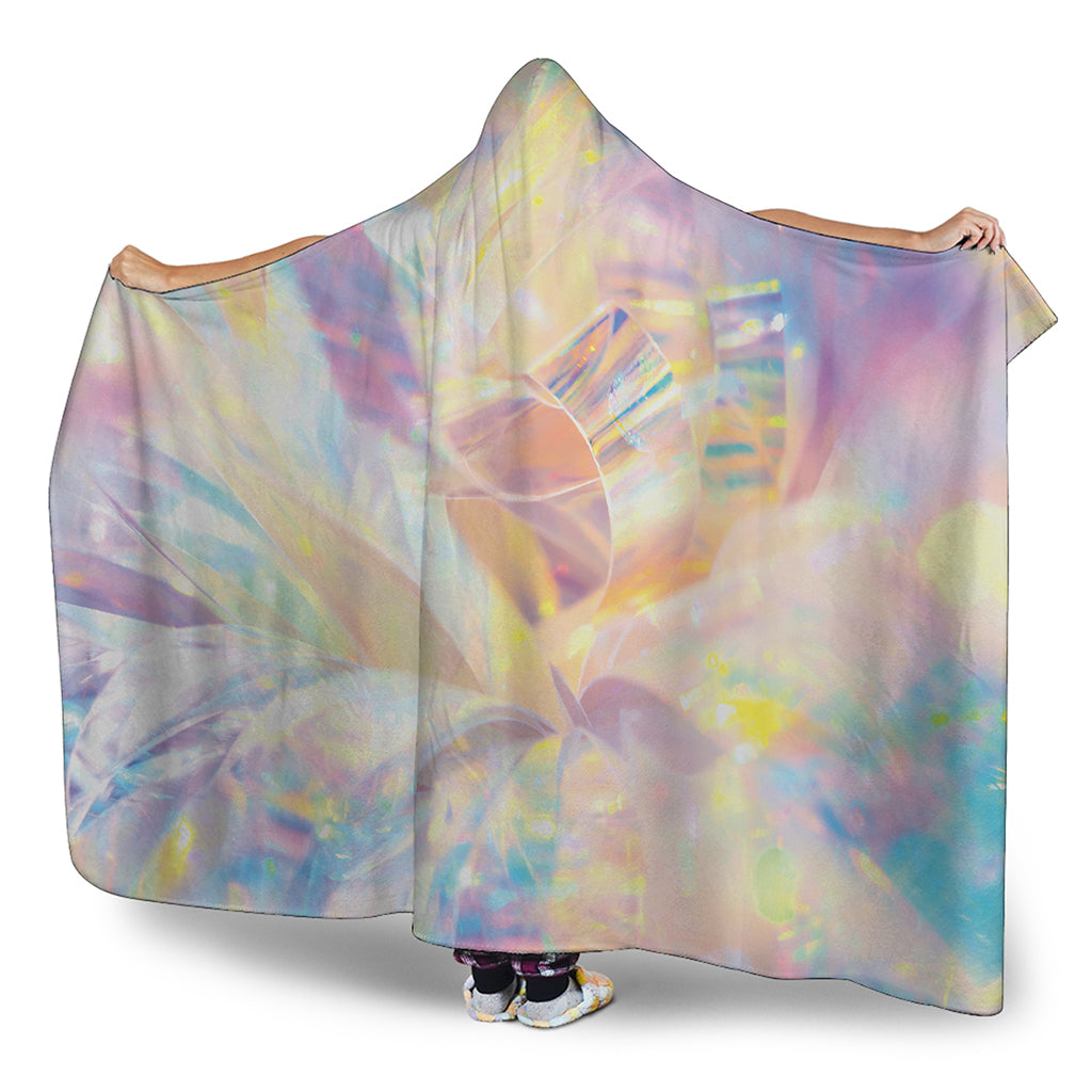 Bright Holographic Print Hooded Blanket