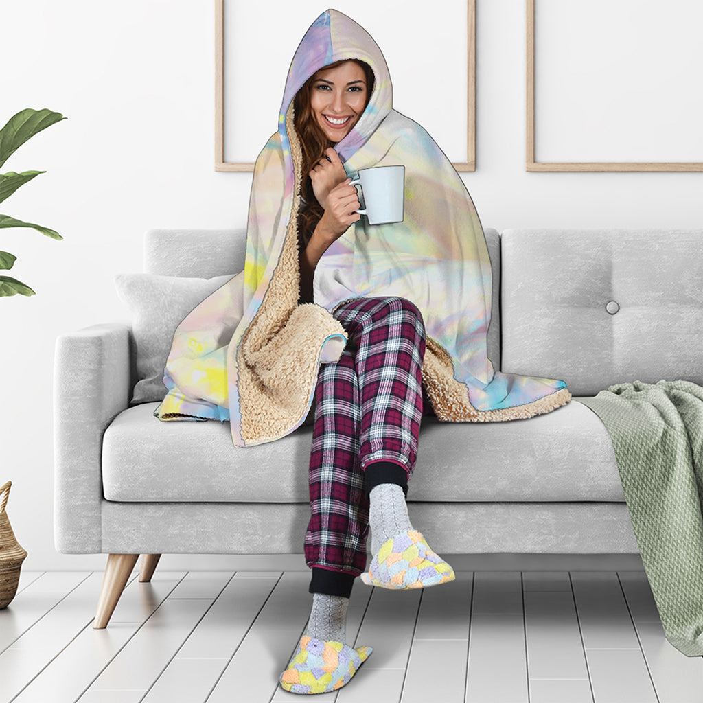 Bright Holographic Print Hooded Blanket