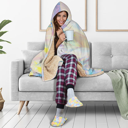 Bright Holographic Print Hooded Blanket