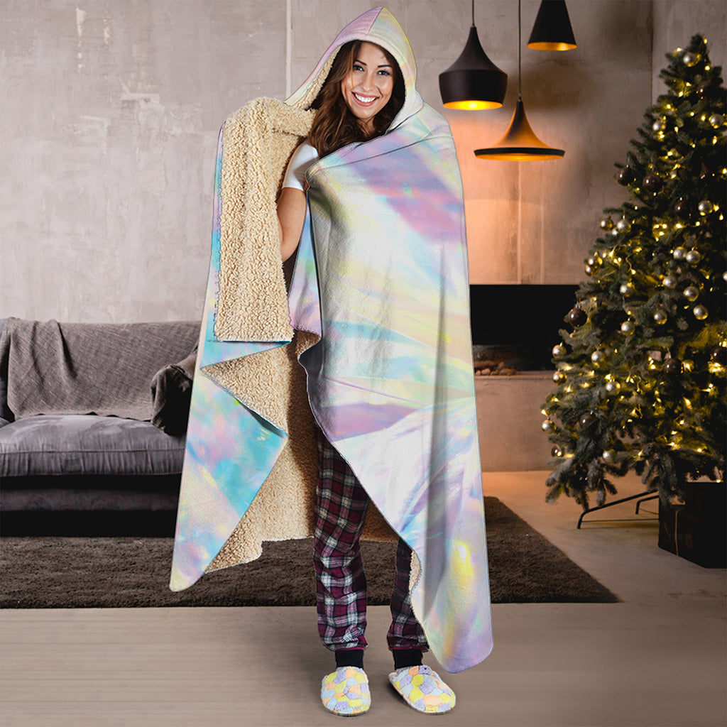 Bright Holographic Print Hooded Blanket