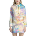 Bright Holographic Print Pullover Hoodie Dress