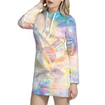 Bright Holographic Print Hoodie Dress
