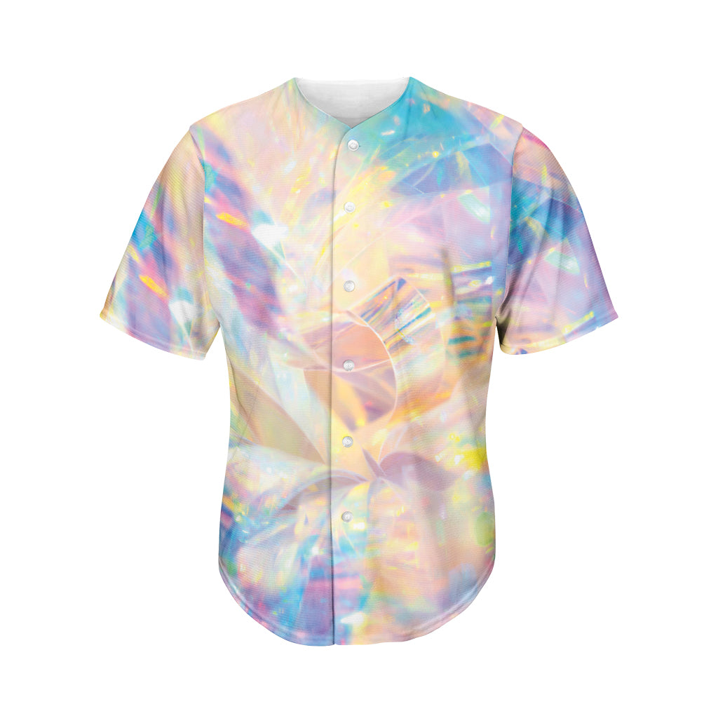 Bright Holographic Print Men's Baseball Jersey