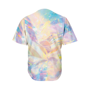 Bright Holographic Print Men's Baseball Jersey