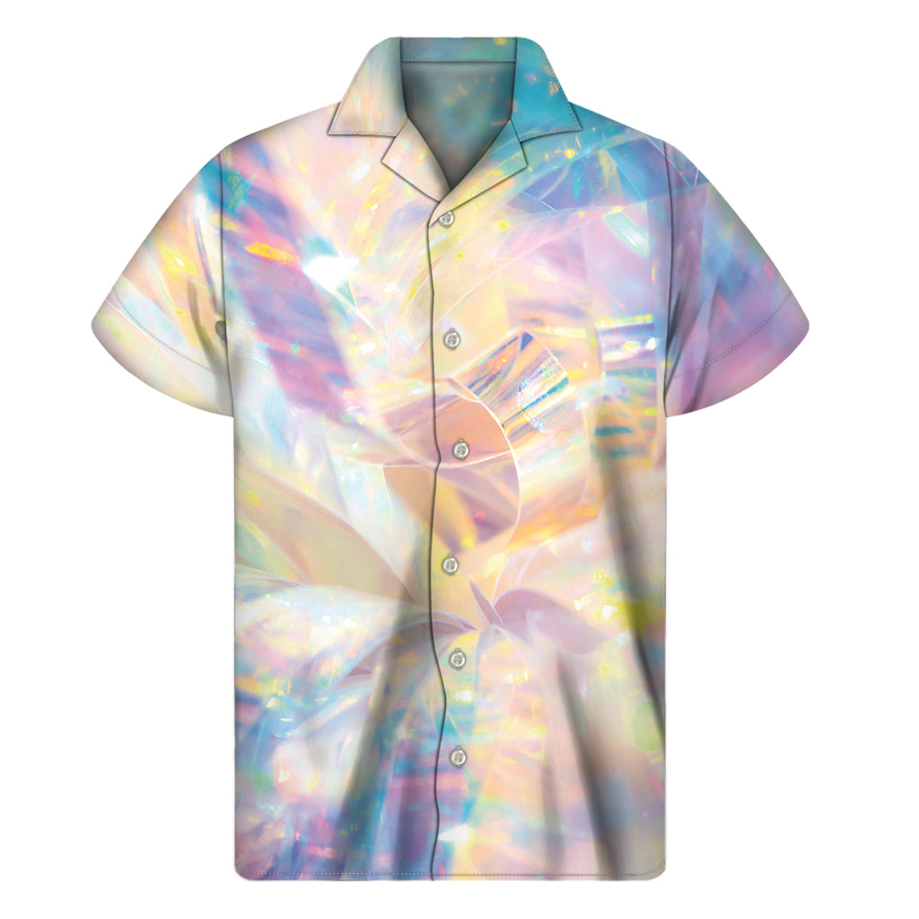 Bright Holographic Print Men's Short Sleeve Shirt