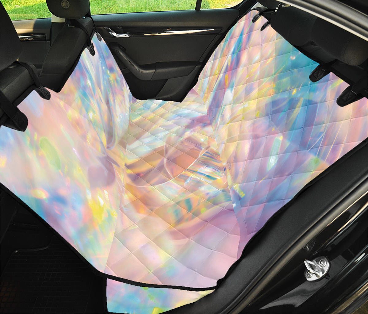 Bright Holographic Print Pet Car Back Seat Cover