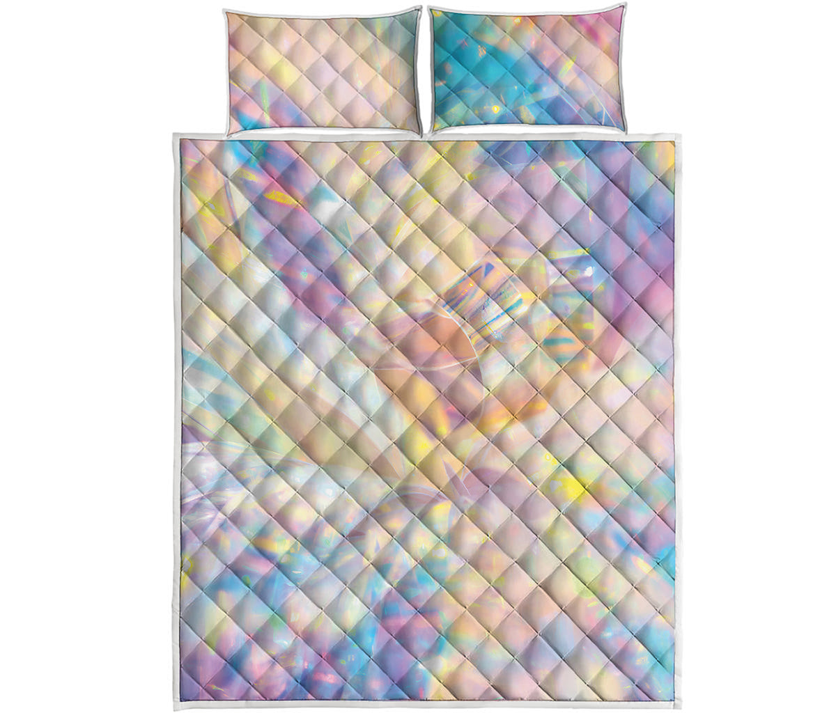 Bright Holographic Print Quilt Bed Set