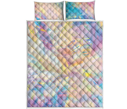 Bright Holographic Print Quilt Bed Set