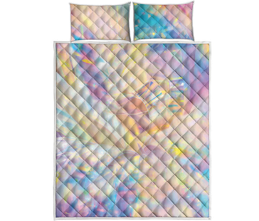 Bright Holographic Print Quilt Bed Set