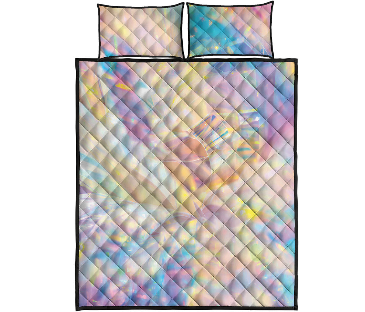 Bright Holographic Print Quilt Bed Set