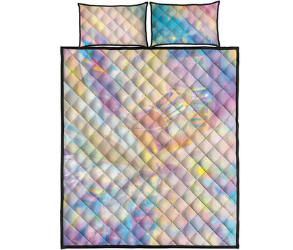 Bright Holographic Print Quilt Bed Set