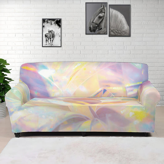 Bright Holographic Print Sofa Cover