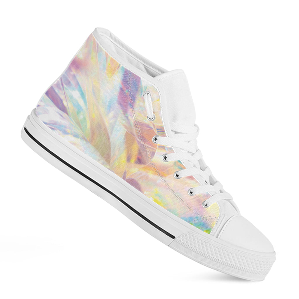 Bright Holographic Print White High Top Shoes