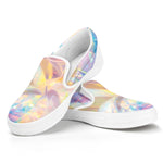 Bright Holographic Print White Slip On Shoes