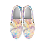 Bright Holographic Print White Slip On Shoes