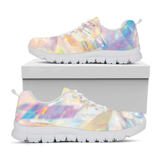 Bright Holographic Print White Sneakers