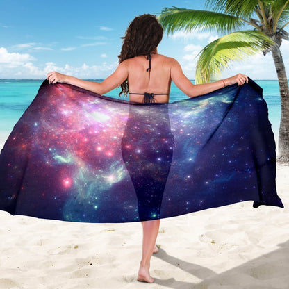 Bright Red Blue Stars Galaxy Space Print Beach Sarong Wrap GearFrost