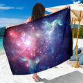 Bright Red Blue Stars Galaxy Space Print Beach Sarong Wrap