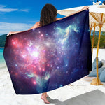 Bright Red Blue Stars Galaxy Space Print Beach Sarong Wrap GearFrost