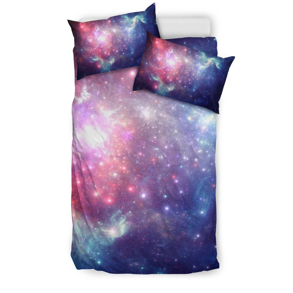 Bright Red Blue Stars Galaxy Space Print Duvet Cover Bedding Set GearFrost