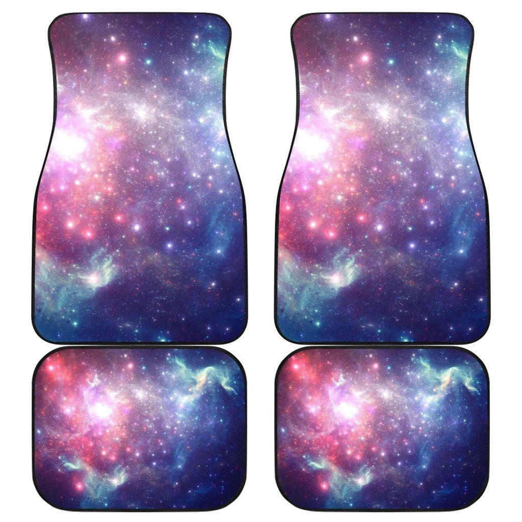Bright Red Blue Stars Galaxy Space Print Front and Back Car Floor Mats GearFrost