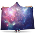 Bright Red Blue Stars Galaxy Space Print Hooded Blanket