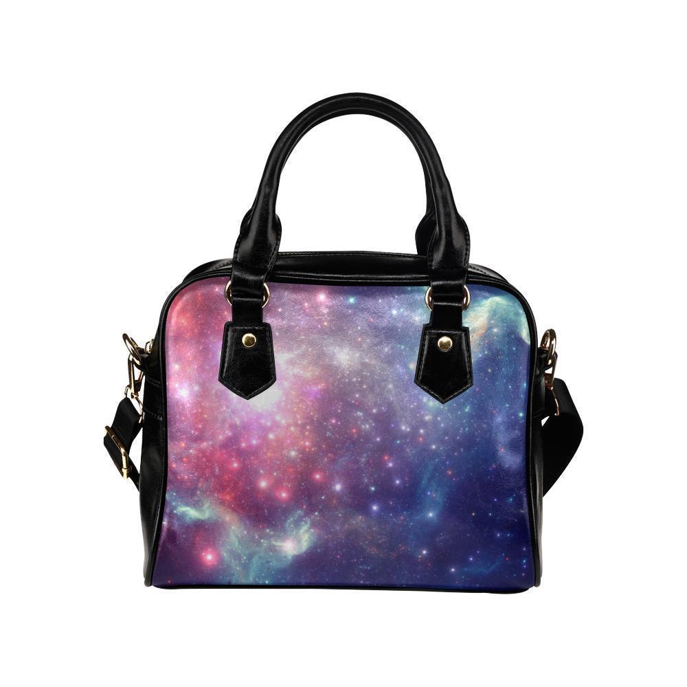 Bright Red Blue Stars Galaxy Space Print Leather Shoulder Handbag GearFrost