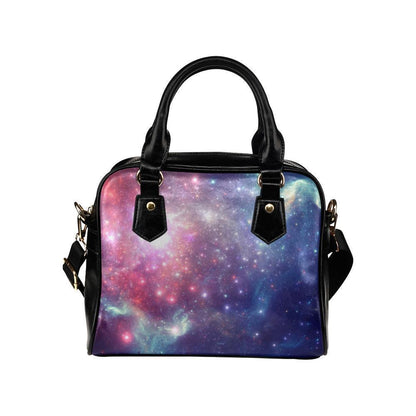 Bright Red Blue Stars Galaxy Space Print Leather Shoulder Handbag GearFrost