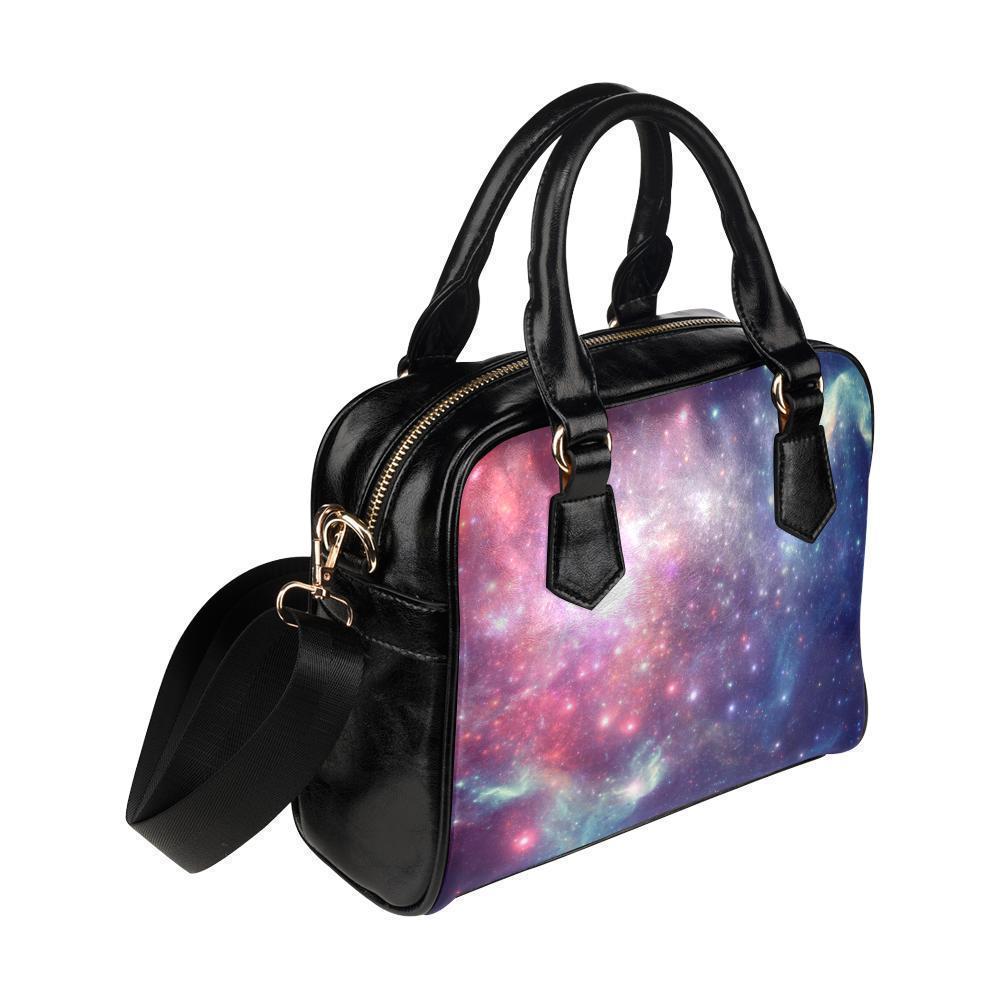 Bright Red Blue Stars Galaxy Space Print Leather Shoulder Handbag GearFrost