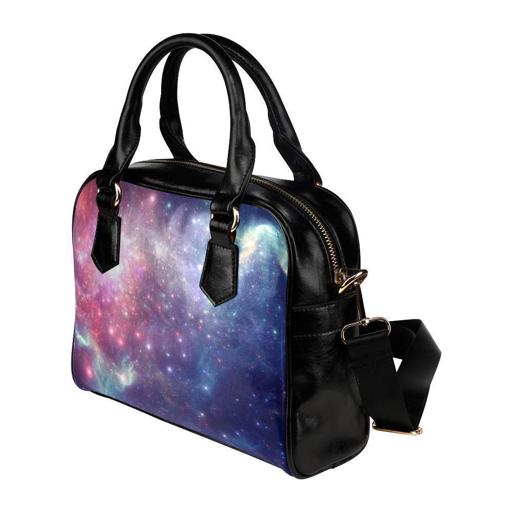 Bright Red Blue Stars Galaxy Space Print Leather Shoulder Handbag GearFrost